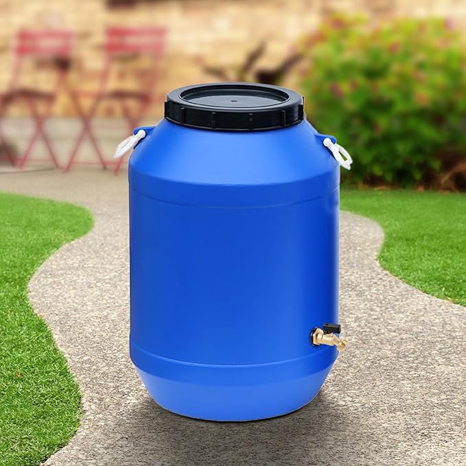 Brass Water Container 3/4" Threaded Rain Barrel Spigot Leak-Proof Rain Barrel Faucets Turn Ball Valve with Bulkhead Fitting and Washers for Garden Hose Thread Connection (Type A)