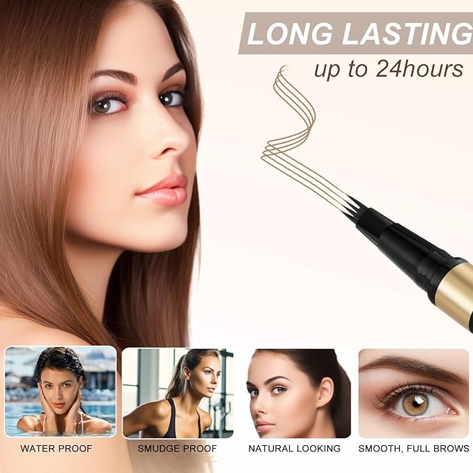 Microblading Eyebrow Pen Kit - Waterproof Brow Makeup Set with Eyebrow Pencil, Eyebrow Gel Clear, Eyeliner, Dual-ended Eyebrow Brush, Natural Looking Brows with Long-Lasting All-Day Hold - Blonde