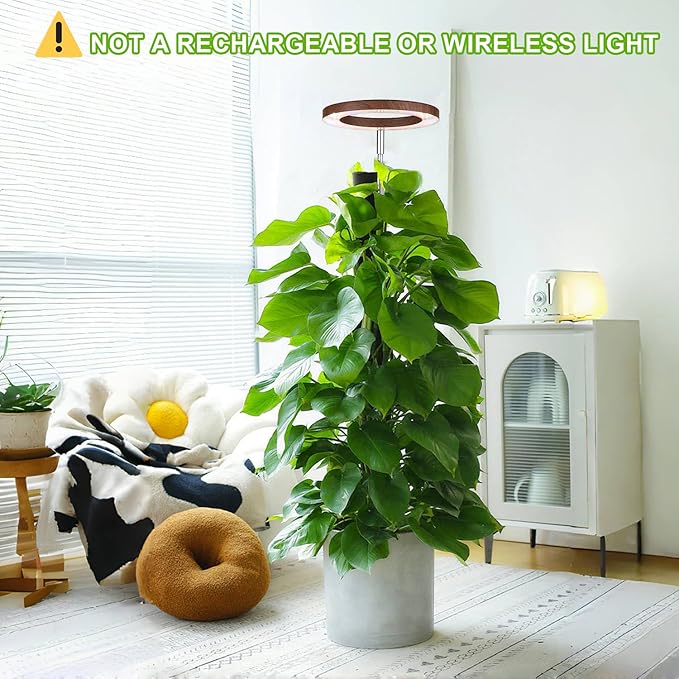 Plant Grow Light,yadoker LED Growing Light Full Spectrum for Indoor Plants,Aluminum Walnut Wood Grain Plant Lights,Height Adjustable, Automatic Timer, 5V Low Safe Voltage,Idea for Large