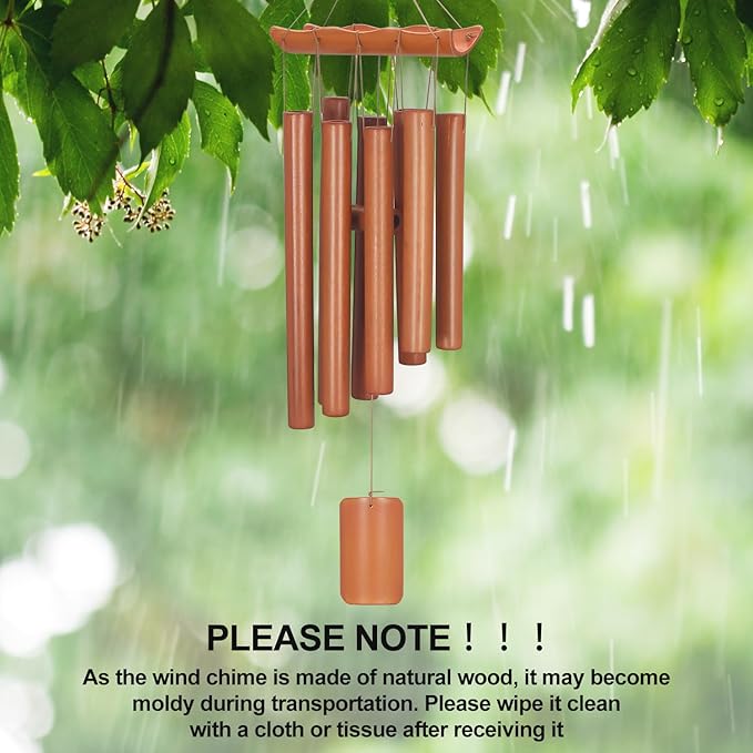 Wind Chimes for Outside, Sympathy Wind Chimes Bamboo Windchimes Outdoors with Natural Sounds, Gifts for Mom, Indoor Outdoor Decorations for Patio Porch Garden and Backyard