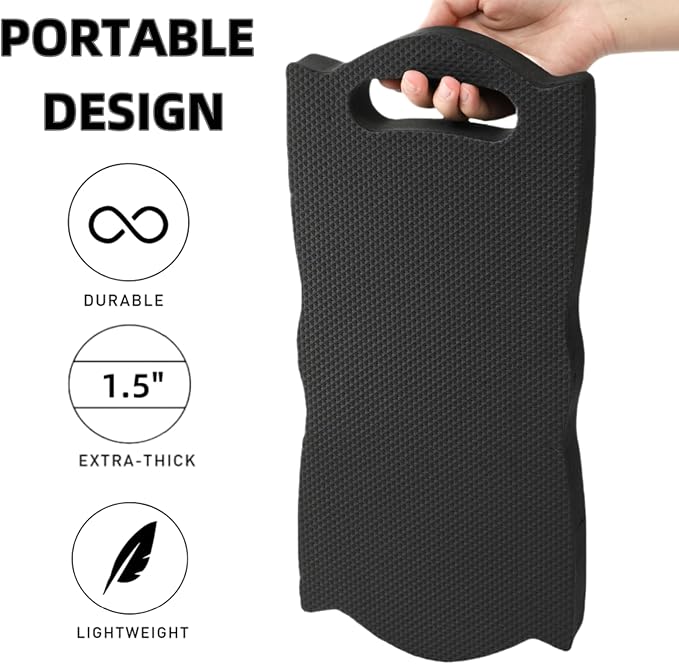 4 Pack Thick Kneeling Pad, 15.7" L x 7" W x 1.5" Th Waterproof Garden Kneel Pads Cushion with Handle, Soft Foam Kneeler Mat for Work, Cleaning, Yoga, Praying, Bath, Exercise, Black