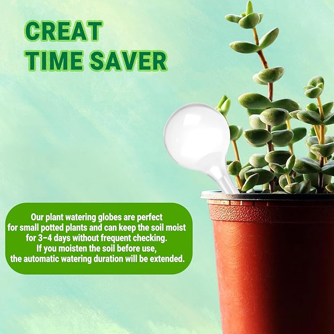 2 Pack Small Self-Plant Watering Globes – Automatic Plant Waterer Bulbs, Plant Watering System for Indoor and Outdoor Potted Houseplants, Plant Watering Devices (White, Small Size)