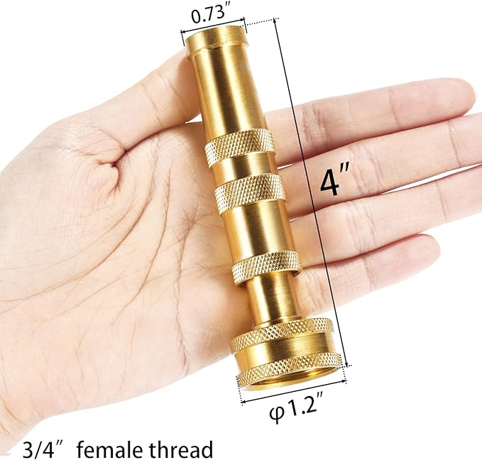 Solid Brass Heavy Duty Adjustable Twist Hose Nozzle Jet Sweeper Nozzle