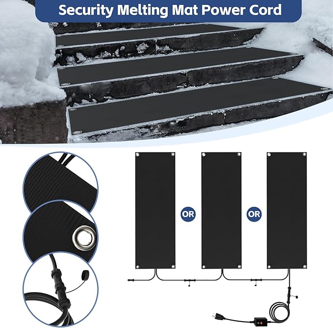 Snow Melting Mats, Heated Outdoor Mats for Walkways, Electric Snow Melting Mats for Decks and Sidewalks, Trusted No-Slip Snow and Ice Melt Heated Sidewalk Mat (10 x 30) 1PCS