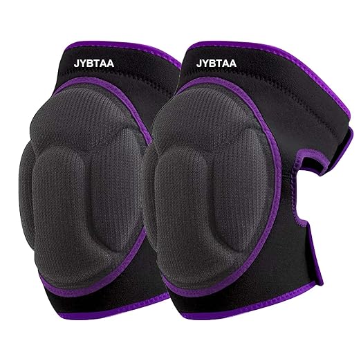Women Knee Pads for Flooring Work, Garden Knee Pads for Mechanics Men, Adjustable Lightweight Cleaning Knee Pad with Straps for Caving Crawling Kneeling Painting for Adult Workers, Purple Plus Size (1 Pair)