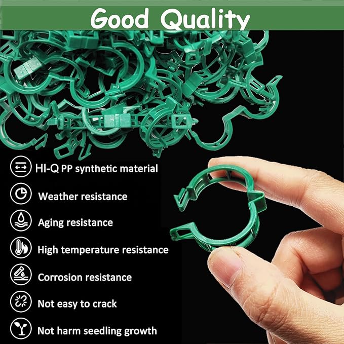 250PK Plant Support Clips - Tomato Clips for String Trellis, Grape Vine Clips for Garden Netting Climbing Plants, Secured Plastic Plant Clip for Fixing Stem and Vine