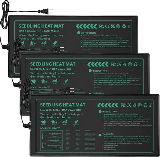 Seedling Heat Mat 3 Pack Durable Waterproof Plant Heating Pad 10"x 20.75" for Germination, Indoor Gardening, Greenhouse