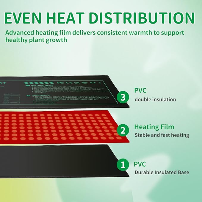 Seedling Heat Mat with Temperature Control Durable Waterproof Plant Heating Pad 10"x 20.75" for Germination, Indoor Gardening, Greenhouse