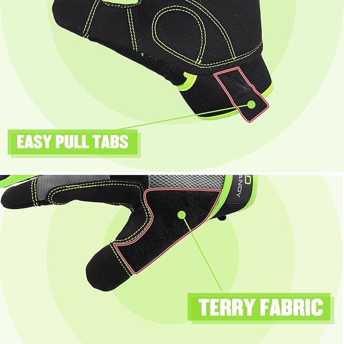 HANDLANDY Work Gloves for Men & Women, Utility Mechanic Working Gloves Touch Screen, Flexible Gardening Gloves for Yard