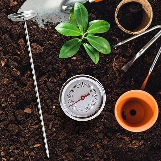 Gardening Soil Thermometer – Compost Temperature Gauge, Stainless Steel Probe, Long Lasting Accurate Measuring Tool | Long Thermometer for Garden Soil, Compost Bin, Greenhouse, Outdoor Plant Care