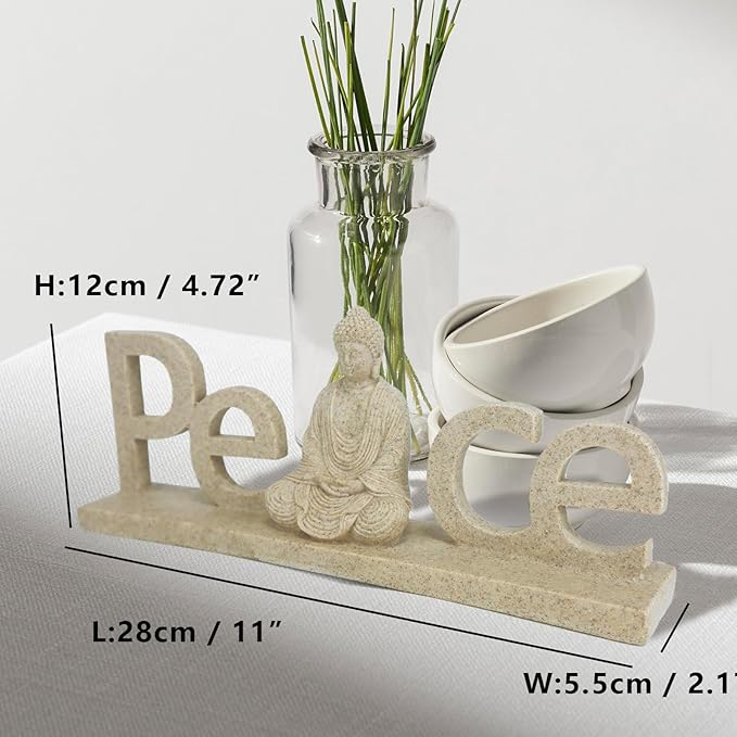 Buddha Statue Outdoor,Zen Garden Decor Buddha Sculpture for Home Meditation Decor Buda Decoration for Patio Desk Porch Yard Art Resin Decoration (Sand)