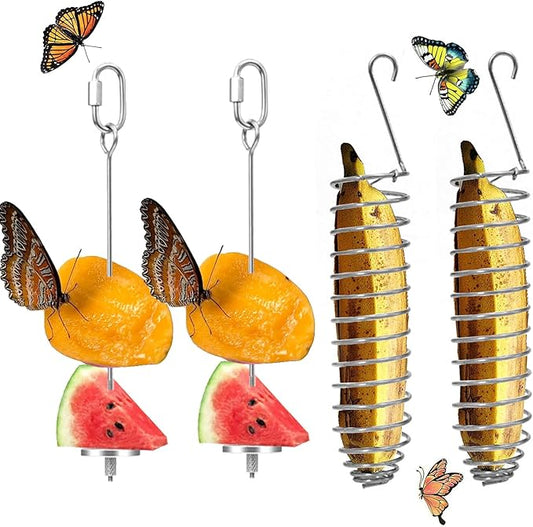 4Pcs Elegant Butterfly Banana Holder, Outdoor Banana Hammock, Hangable Butterfly Feeders Stand for Garden, Backyard