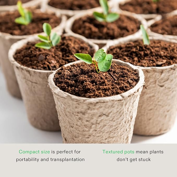 VIVOSUN Peat Pots, 120 Packs 3.15-Inch Seed Starting Pots with Drainage Holes, Round Nursery Pot, 20 Plant Labels for Flowers, Plants, Vegetables, 60Pcs
