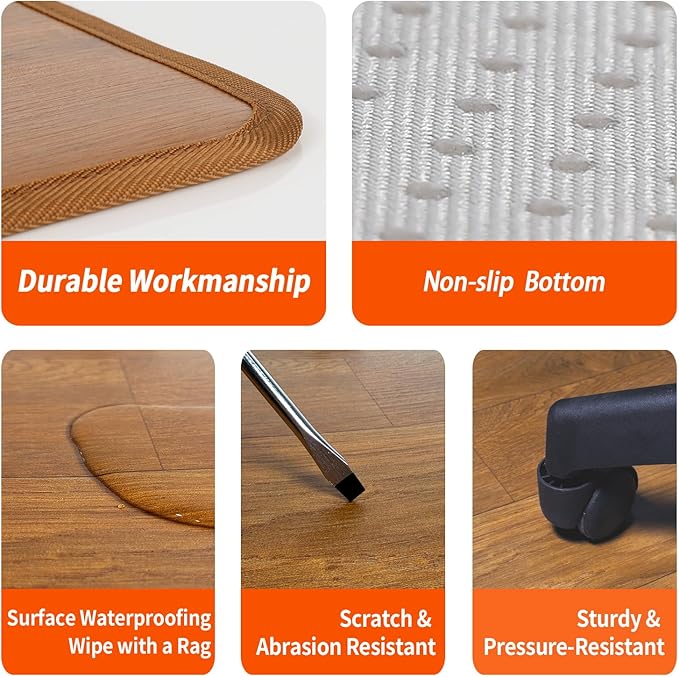 Heated Floor Mat Under Desk for Foot Warmer - Wider 110V Adjustable Temperature Electric Space Heaters Heating Pad - Carbon Crystal & Energy Saving Feet Warmers for Office,Home (Wood Grain)