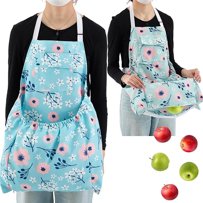 2 Pcs Gardening Apron with Release Pockets, Christmas Gifts for Women, Floral Apron for Harvesting Garden