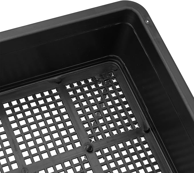 KEILEOHO 12 Pack Plastic Mesh Trays, Black Seed Sprouting Trays, Mesh Bottom Microgreens Growing Tray, Nursery Tray for Plant Seed Germination Propagation Growing, Wheat Grass Sprouting, 15 x 12 Inch