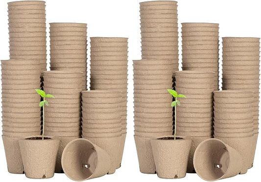 VIVOSUN Peat Pots, 240 Packs 3.15-Inch Seed Starting Pots with Drainage Holes, Round Nursery Pot, 20 Plant Labels for Flowers, Plants, Vegetables, 120Pcs