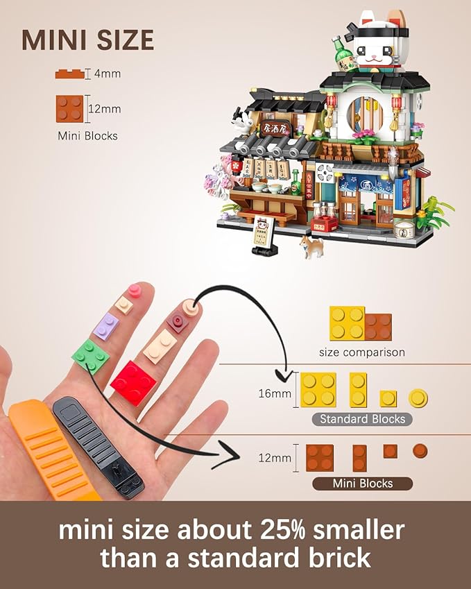 Japanese City Street View Izakaya Shop, MOC Creative Mini Building Blocks House Set 789 pcs, Simulation Architecture Construction Toy, Gifts Idea for Kids Adults (1232)