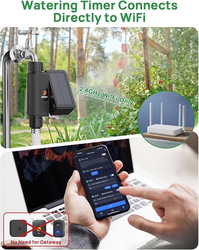 Solar Smart WiFi Sprinkler Timer, WiFi Water Timer for Garden Hose with Rain Delay/Manual/Automatic, Alexa & Smart Life App, Solar Irrigation Sprinkler Controller for Lawns Yard