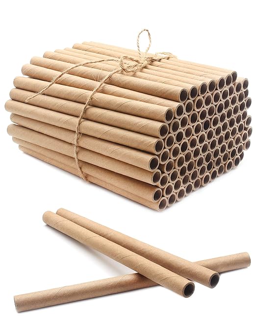 Benvo 100 Pieces Mason Bee Tubes 6 Inches Nesting Refill Cardboard Tubes Bee House Paper Inserts Replacement Liners for Mason Bee House Bee Hotels Bee Condo Beekeeper Accessory(5/16 Inch Diameter)