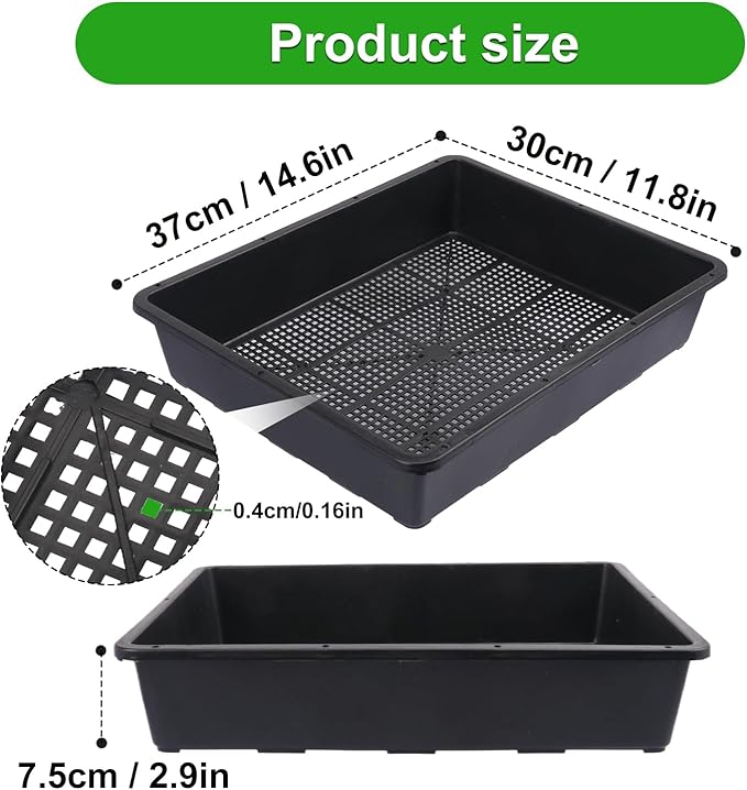 16 Pack Seed Starter Trays 15 x 12 inches Microgreens Growing Trays with Mesh Bottom for Germination, Hydroponic & Sprouting Plant Trays for Garden, Wheatgrass