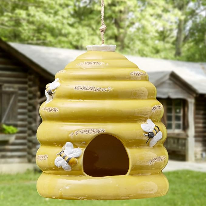 Beehive Hanging Birdhouse - Bumble Bee Garden and Yard Decoration