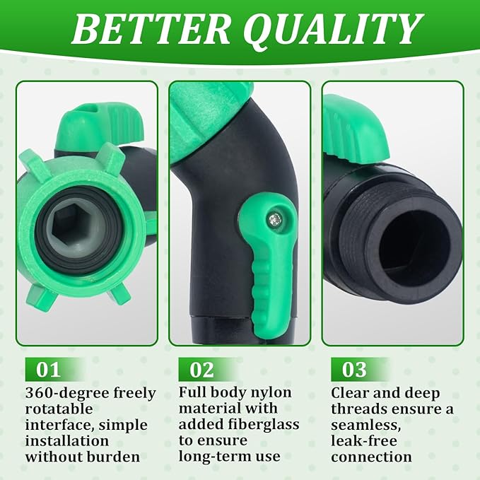 2 Pack Rain Barrel Spigot Kit, 45 Degree 3/4" GHT Heavy Duty Plastic Water Hose Shut Off Valve with Bulkhead Fitting, Garden Hose Shut Off Valve with 4 Gasket, 2 Traction Rope and Tape