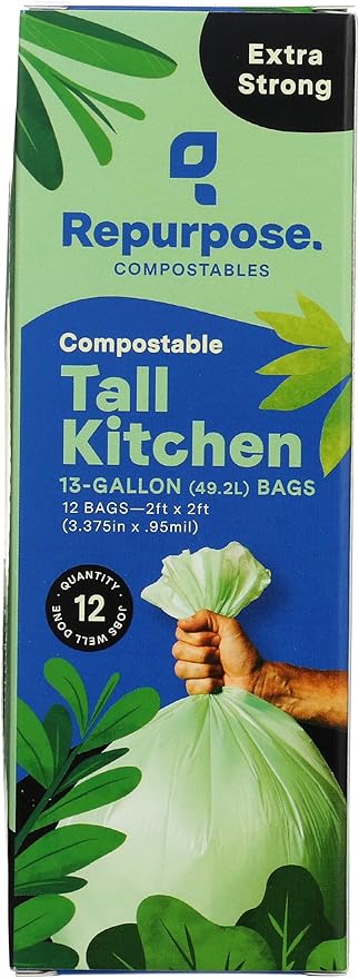 Repurpose Compostables Repurpose 100% Compostable Plant-based 13 Gallon Tall Kitchen Bags, Compostable Standards, Pack - 1