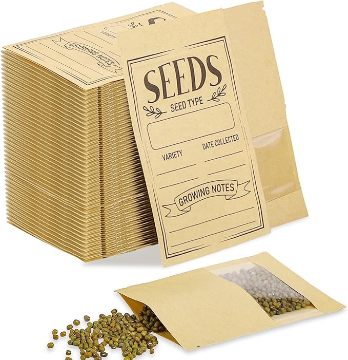 120 Pcs Seed Envelopes Packets Organizer 3.54 X 5.5 Inch Seed Storage Envelopes Resealable with Clear Window Seed Saver Bags for Flower Vegetable Seed Saving