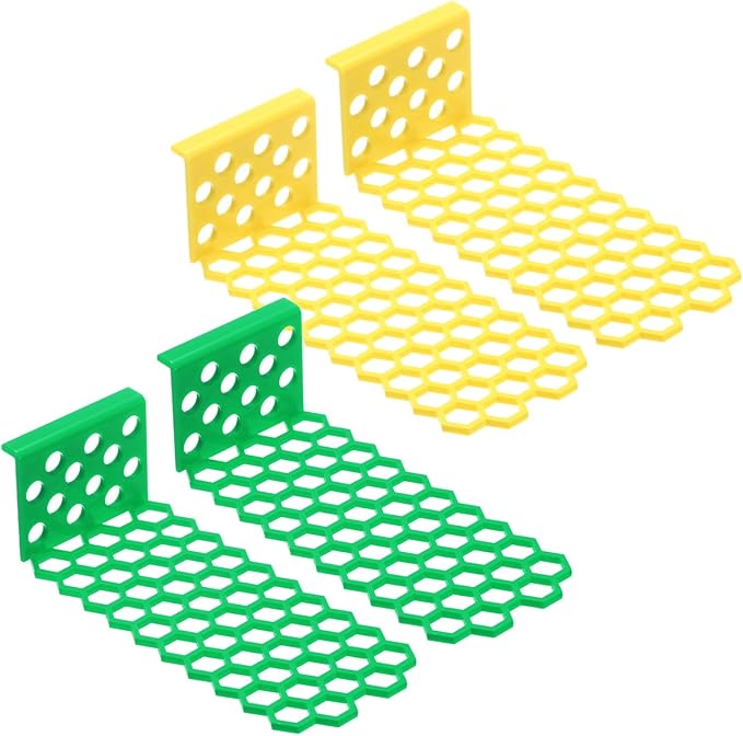 4-Pack Floating Bee Island, 18x6cm/7.09x2.36 Inch Plastic Floating Bee Watering Station for Feeding/Butterfly Bath/Outdoor Garden Decor [Green, Yellow]