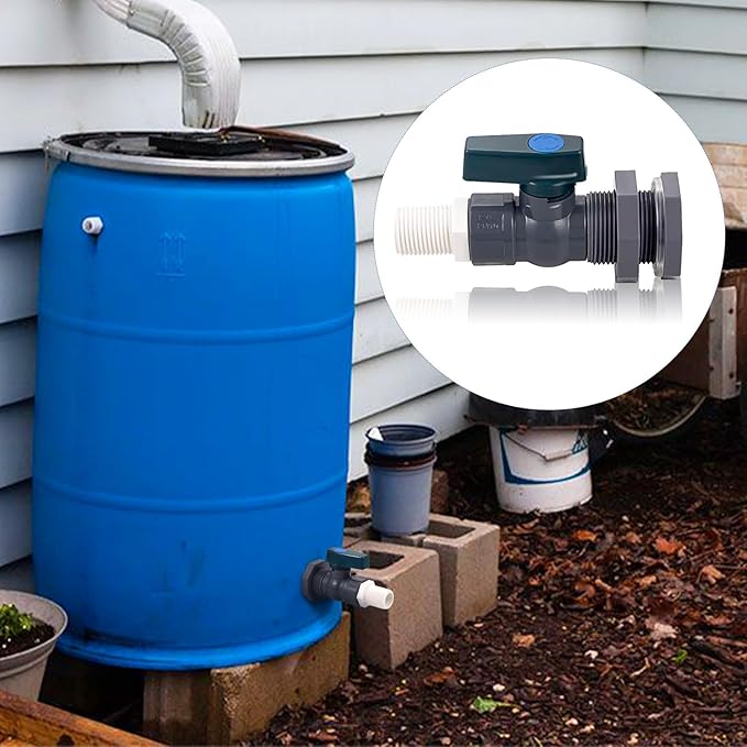 Enoch's Land PVC Rain Barrel Spigot Kit,3/4" Rain Barrel Valve with Bulkhead Fitting and Garden Hose Adapter,Garden Faucet Kit for Water Tanks, Aquariums, Tubs, Pools, Garden Barrels