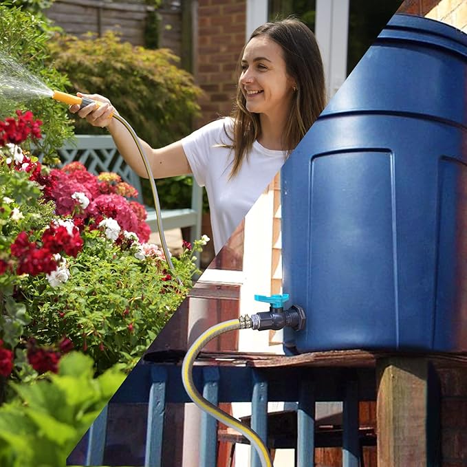 Rain Barrel Spigot PVC Faucet Kit with Bulkhead Fitting, Ball Valve, Garden Hose Barb Adapter, Pipe Clamps, Thread Seal Tape (for 12.5mm ID Hose)