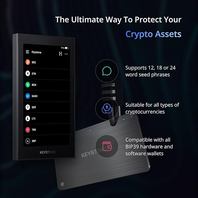KEYSTONE Crypto Seed Storage, Crypto Steel Capsule Metal Wallet, Cold Storage Backup, 24 Words Bitcoin Key Phrase Storage, Steel Plate, Compatible with Ledger, Trezor, KeepKey (Keystone Tablet)