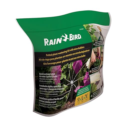 Rain Bird POTTEDKIT Drip Irrigation Container/Potted Plant Watering Kit, Connects to Faucet/Garden Hose, 1/4" Drip Tubing, 360° Micro Bubblers, T-Fittings and Pressure Regulator