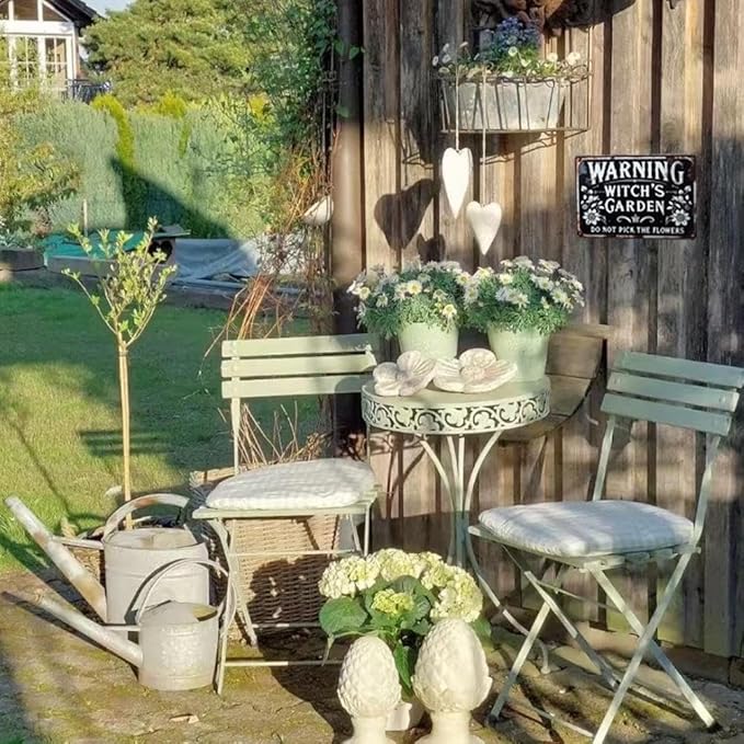 ERLOOD Warning Witch's Garden Do Not Pick The Flowers Metal Tin Sign Vintage Wall Decoration Home Garden Kitchen Art Sign 8 x 12