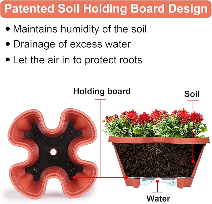 GameXcel Vertical Planter 7 Tier Stackable Planters Garden Planters Strawberry Herb Flower and Vegetable Planter Indoor Outdoor Gardening Pots with Removable Wheels and Tools - Red