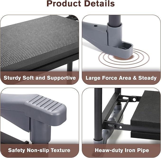Garden Kneeler and Seat, Extra Wide Thick EVA Pad, Heavy Duty Foldable Garden Bench Holds 350lbs, Ergonomic Kneeling Stool with Garden Tool Pouches, Gardening Gifts for Women, Men, Seniors