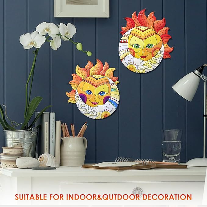 Metal Sun Wall Art Decor,13inches Sun Wall Art Hanging Decoration for Indoor and Outdoor for Room Garden Porch Fence Balcony Patio Decor