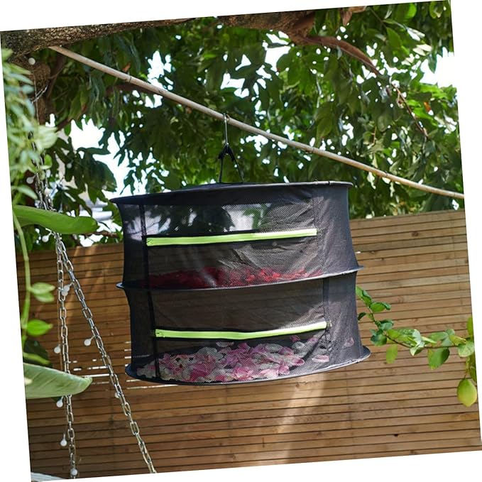 Happyyami Hanging Drying Rack Frame Mesh Foldable Clothes Drying Rack Herb Garden