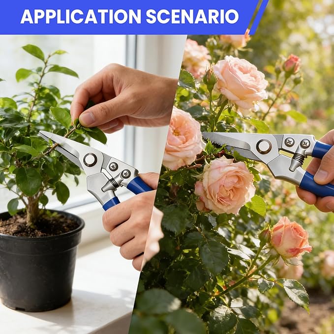 2-Pack Zinc Alloy Pruning Shears Set for Gardening | R3120 Curved & R3121 Straight Garden Shears 8x20cm | Professional Gardening Tools with Bypass Blades for Plants, Flowers & Branches