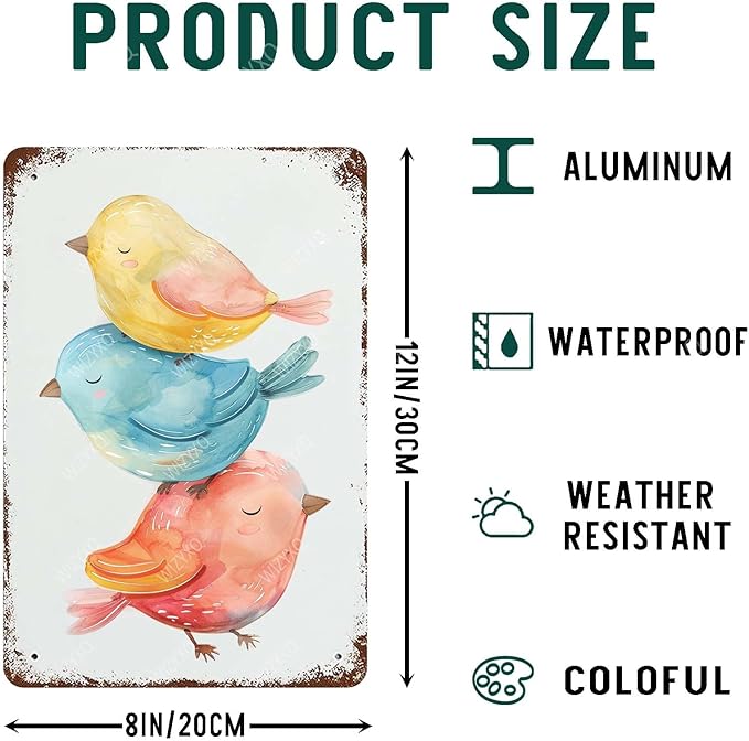 Funny Bird Metal Signs Vintage Tin Sign Retro Wall Decor for Home Office Farmhouse Yard Garden Shop Cafe Indoor Outdoor 8×12 Inches