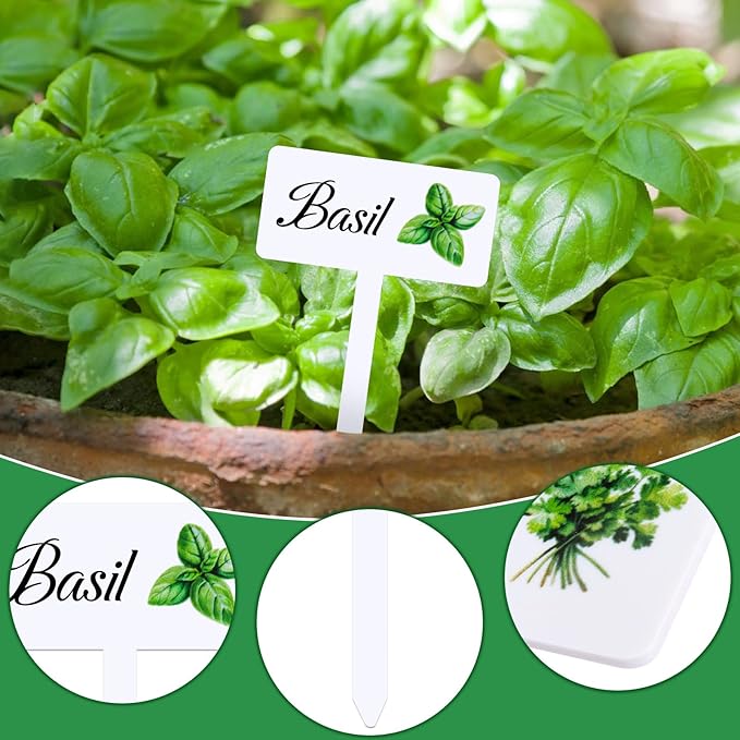 24 Pcs Acrylic Herb Garden Signs Plant Labels Waterproof Reusable Plant Tags with Names for Seedlings Nursery Outdoor Indoor Garden Permanet Labels Markers