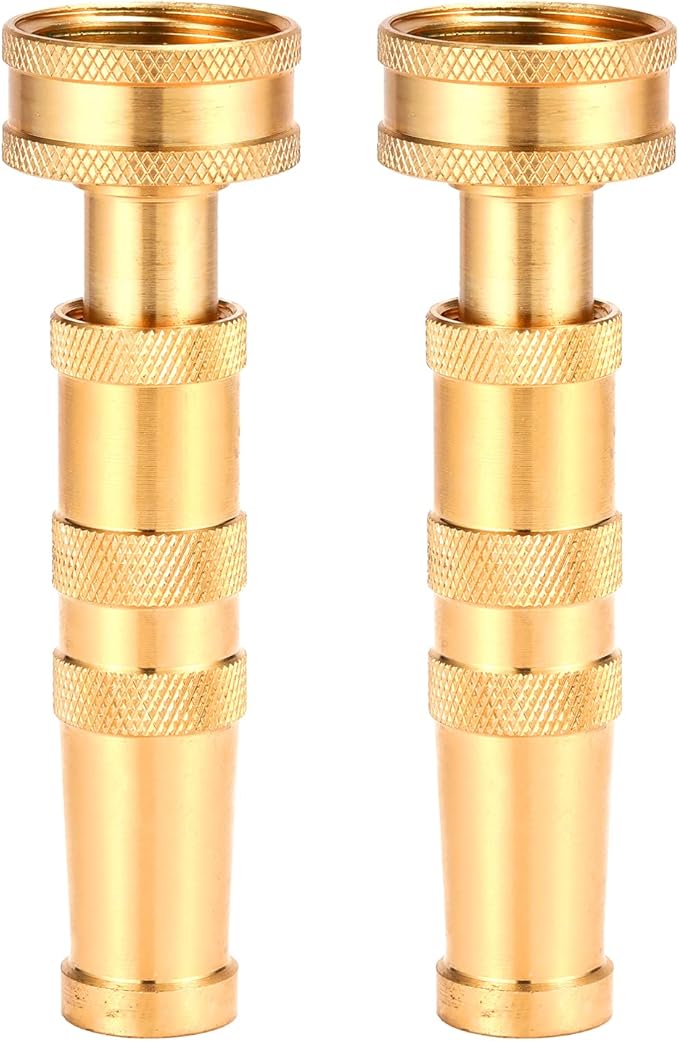 Heavy-Duty Brass Adjustable Twist Hose Nozzle, 2 Pack
