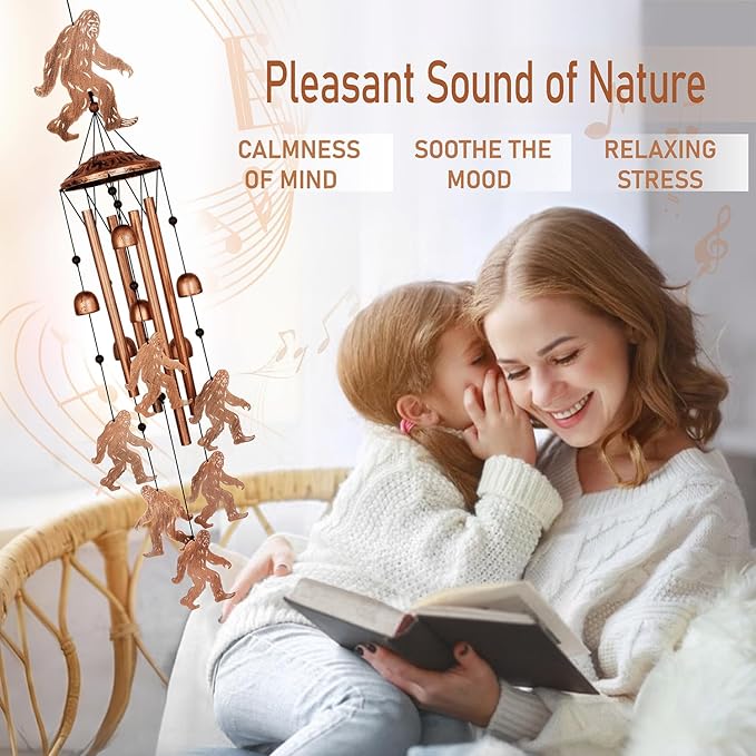 Bigfoot Wind Chimes for Outside, Metal Windchimes Outdoors, Bigfoot Gifts for Women/Men, Memorial/Birthday Gifts, Garden Decor for Outside, Patio or Yard, Durable Chimes for Outdoors