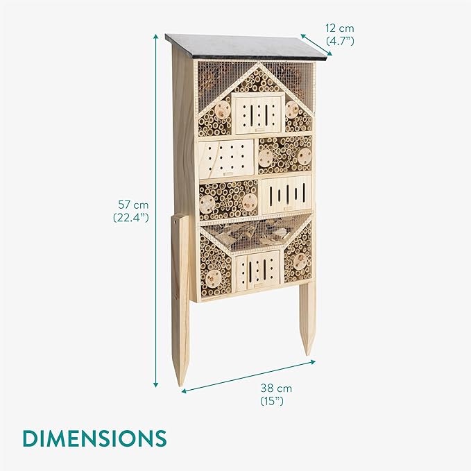 Navaris Bug Hotel and Bee House Kit - Efficient Ecosystem Ideal for Gardens - Versatile Butterfly Houses for Garden Biodiversity and Insect Control