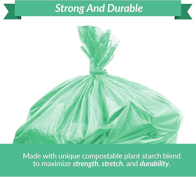 Reli. Compostable 6-8 Gallon Trash Bags | 100 Count | ASTM D6400 | Green | Eco-Friendly | For Compost