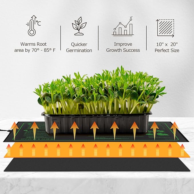 MET Certified 4 Pack Seedling Heat Mat, Seedfactor Waterproof Durable Germination Station Heat Mat, Warm Hydroponic Heating Pad for Indoor Home Gardening Seed Starter