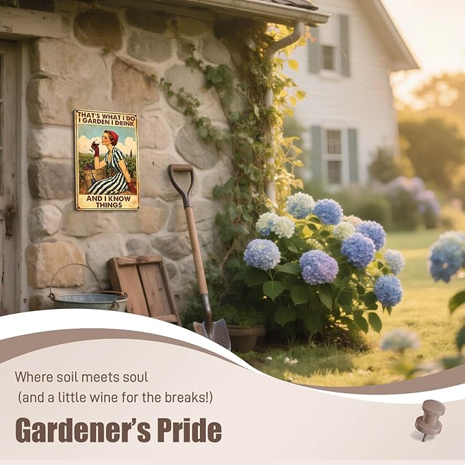 Garden Signs for Outside Wall Decor Funny Metal Signs Vintage Garden Decor for Gardener Gardening Sign Cottage Core Room Decor 8x12 Inches