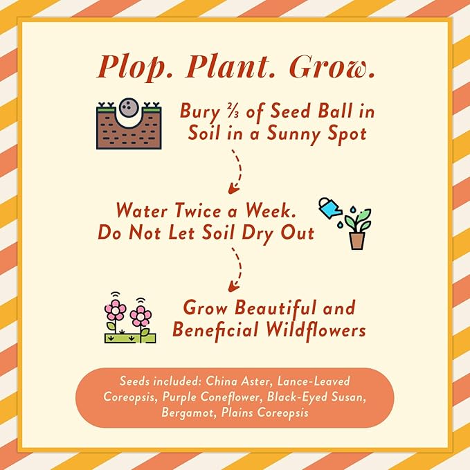 Modern Sprout Wildflower Seed Ball Poop - Easter Basket Essentials - Non-GMO Hand-Rolled Clay Seed Bombs with Wildflower Seeds - Gardening Gift Set for Kids & Adults - (Easter Plop - Pack of 3)