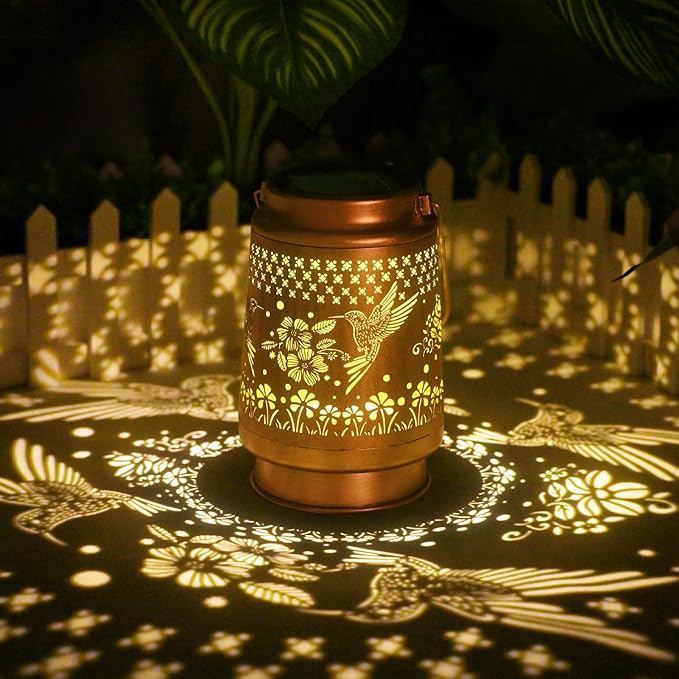 Solar Lanterns Outdoor Waterproof - 2Pack Solar Lights Hummingbird Garden Decor Birthday Gifts for Women Mom Grandma Hanging Decoration Outside for Yard, Patio, Backyard, Porch